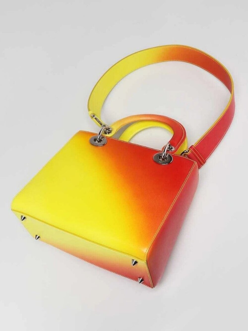 Christian Dior Yellow Orange Ombre Leather Medium Lady Dior Bag - Picture 3 of 12